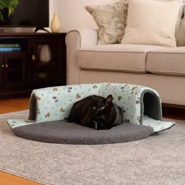 Gato deitado no Tunel Kitty Cat Fabrica Pet Cinza